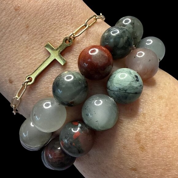 Afphan Blood Stone Bracelet Jewelry crystal beaded accessories handmade boho NEW - Picture 9 of 9